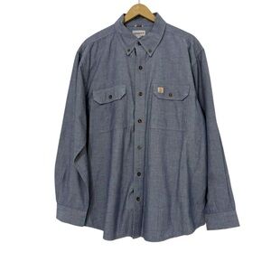 Carhartt Men’s XL Blue Cotton Lightweight Button Up Shirt Original Fit Workwear